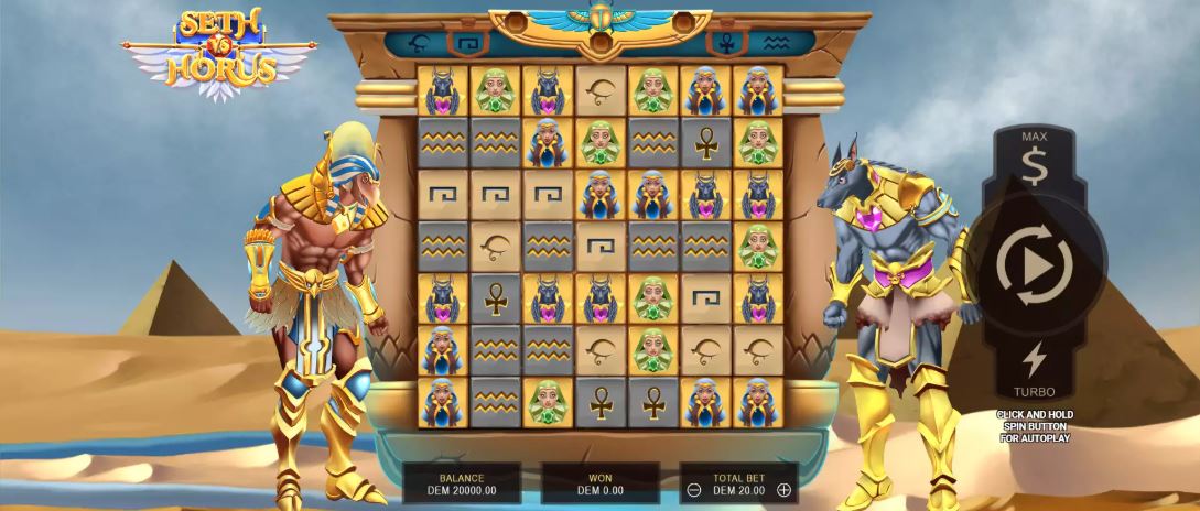 Play Seth vs Horus Egyptian slot at Flamez Casino