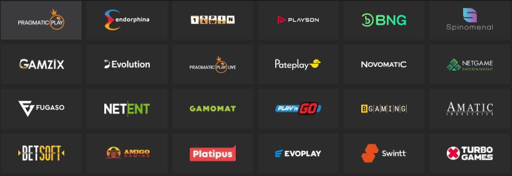 Select games from top software providers and developers